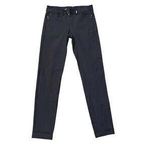HIGH Use Womens Black Pants Trousers Slim Leg Ankle Cuffed D Ring Detail Size 27